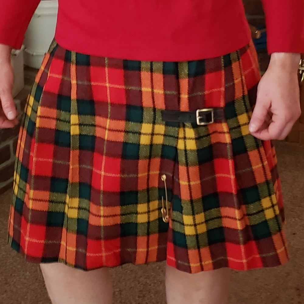 Plaid wool skirt